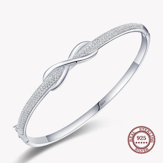 Bangle Infinity Bracelet with Small Diamonds in 925 Sterling Silver Affordable Fine Jewelry