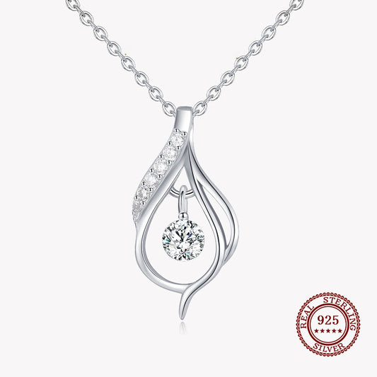 Water Drop Pendant Necklace with Zirconia Diamond in 925 Sterling Silver Affordable Fine Jewelry