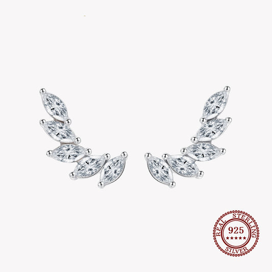 Angel Wings Stud Earrings covered in Small Diamonds in 925 Sterling Silver Affordable Fine Jewelry