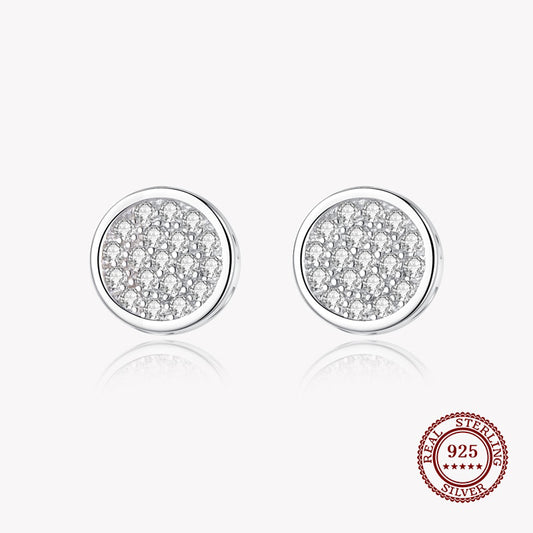 Circles of Small Diamonds Stud Earrings in 925 Sterling Silver Affordable Fine Jewelry
