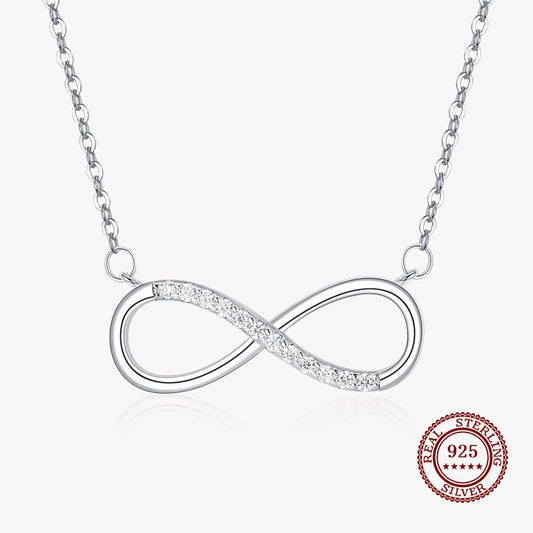 Infinity Pendant Necklace with Round Diamonds in 925 Sterling Silver Affordable Fine Jewelry