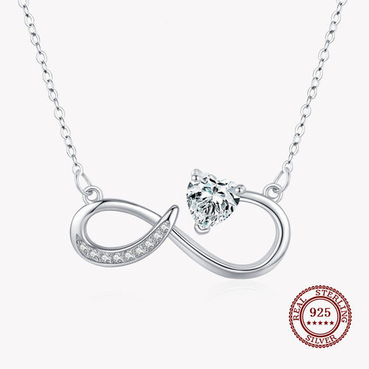 Infinity Pendant Necklace with a Diamond Heart in 925 Sterling Silver Affordable Fine Jewelry